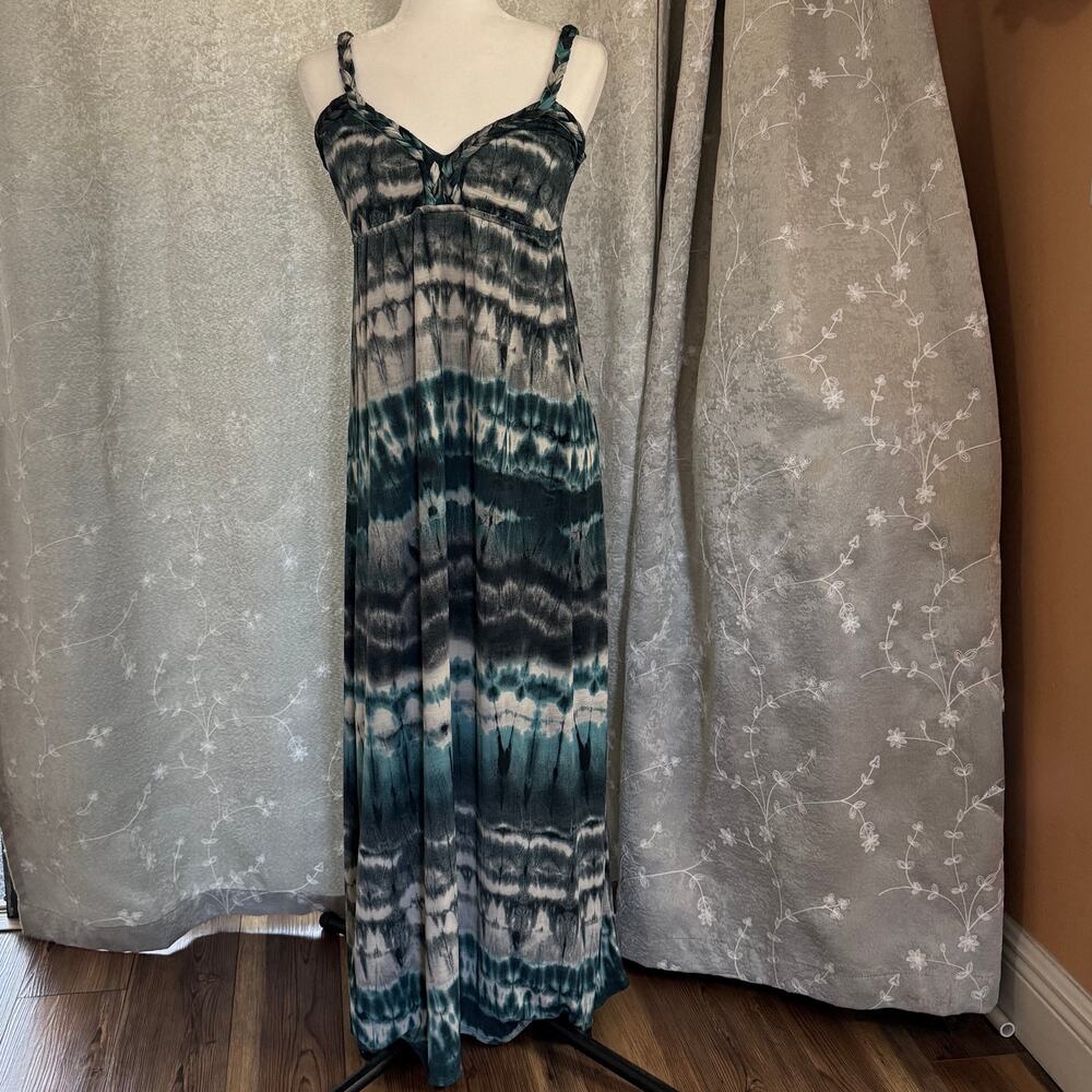 Silvergate women’s Large sleeveless dress ombre watercolor blue green gray maxi